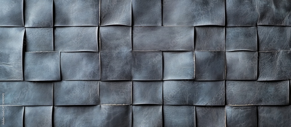 Sticker Textured dark leather tiles arranged in a woven pattern suitable for backgrounds or upholstery designs with Copy Space