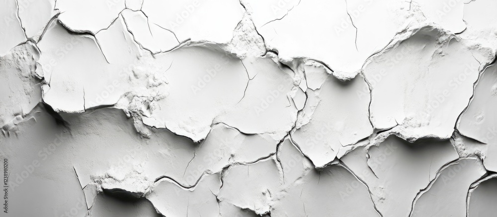 Poster cracked plaster wall texture with uneven white surface providing copy space for text placement