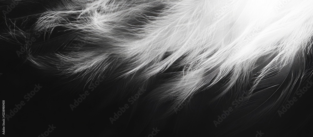 Aufkleber Abstract white feather-like texture on a dark background with soft blending and flowing shapes Copy Space