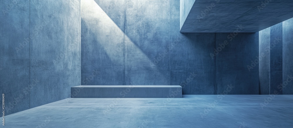 Poster Abstract concrete interior space with geometric structures and soft natural light creating a modern, minimalist atmosphere Copy Space