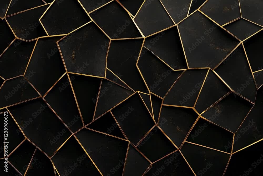 Poster intricate black and gold geometric pattern background featuring metallic lines for modern design and