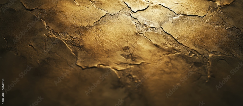 Poster golden textured surface with cracks and uneven finish, metallic look, abstract background with poten