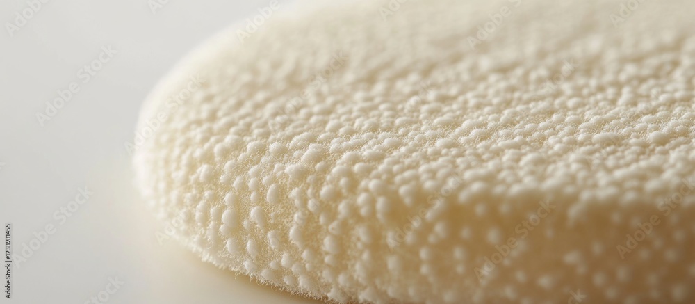 Poster close-up of textured sponge surface showing fine, soft fibers and smooth contour on white background