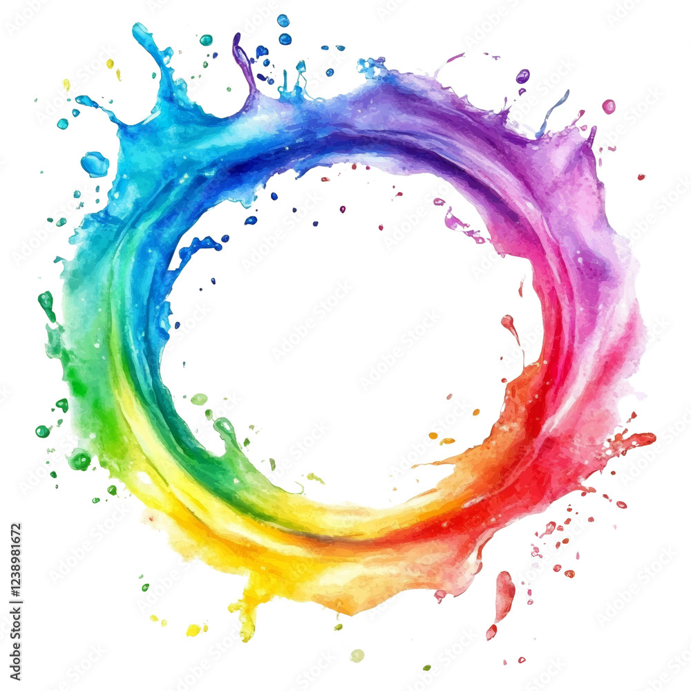 Aufkleber a vibrant circular splash of rainbow colored liquid creates a dynamic and colorful abstract design.