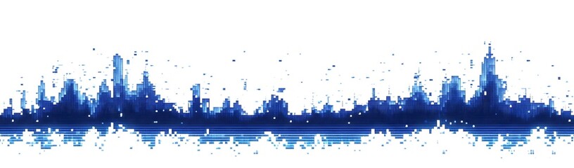 Fototapeta premium Abstract blue watercolor skyline with splashes, evoking a serene urban atmosphere in the background