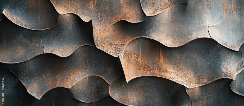 Poster textured metal surface with waves and rust patterns suitable for backgrounds or abstract designs cop