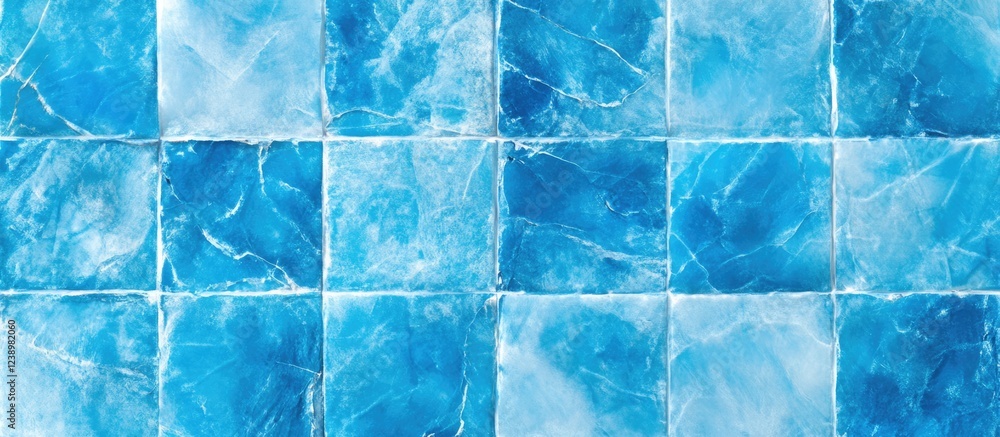 Poster Blue marble tiles with varied textures and colors arranged in a grid pattern suitable for backgrounds and design applications Copy Space