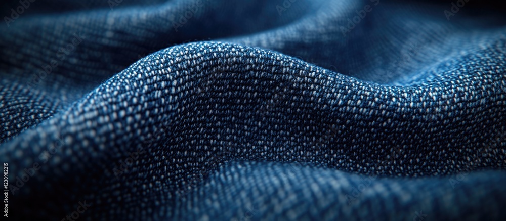 Aufkleber close-up view of blue denim fabric showing texture and folds ideal for backgrounds and textile desig