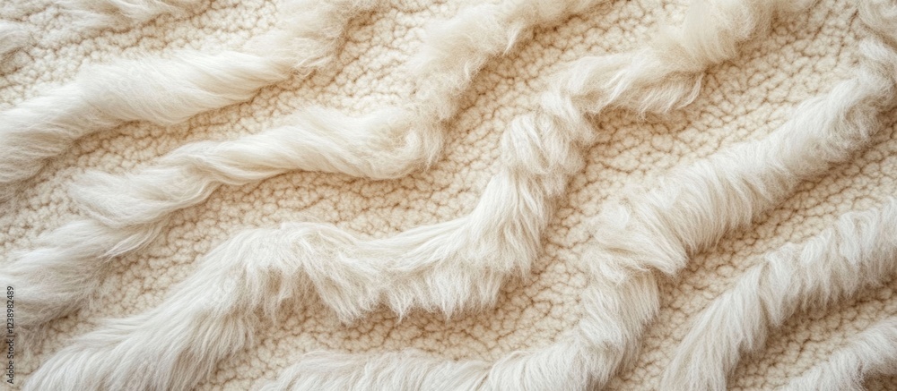Poster textured background of a soft white fluffy fabric with wavy patterns and natural fibers ideal for pr