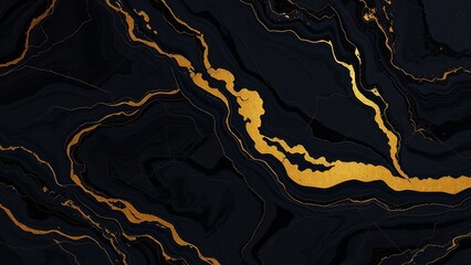 Obraz premium Dark Gold Marble Abstract Background � Metallic Stone Swirl