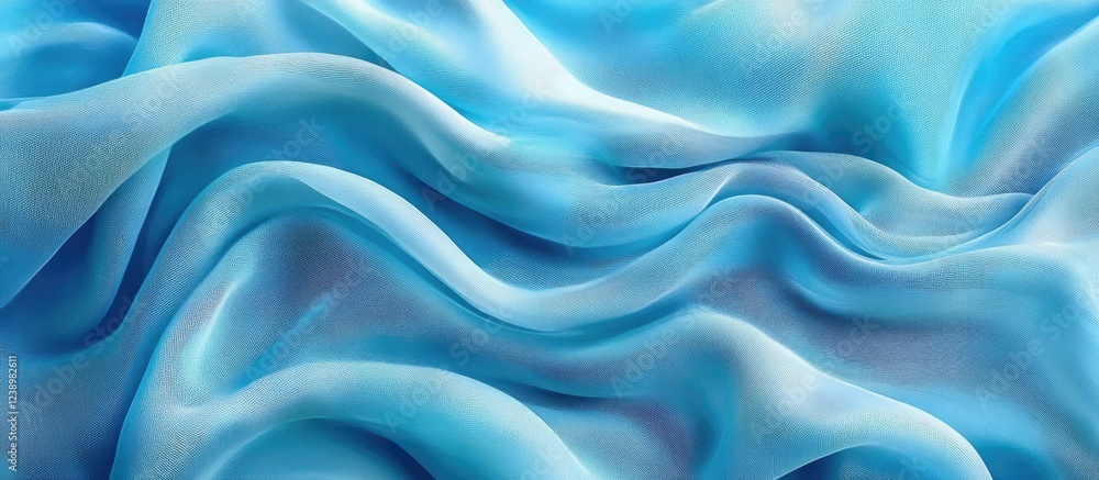 Poster Light blue satin fabric texture with soft waves and folds ideal for backgrounds and presentations Copy Space