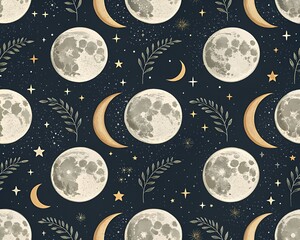Naklejka premium seamless pattern with moon and stars