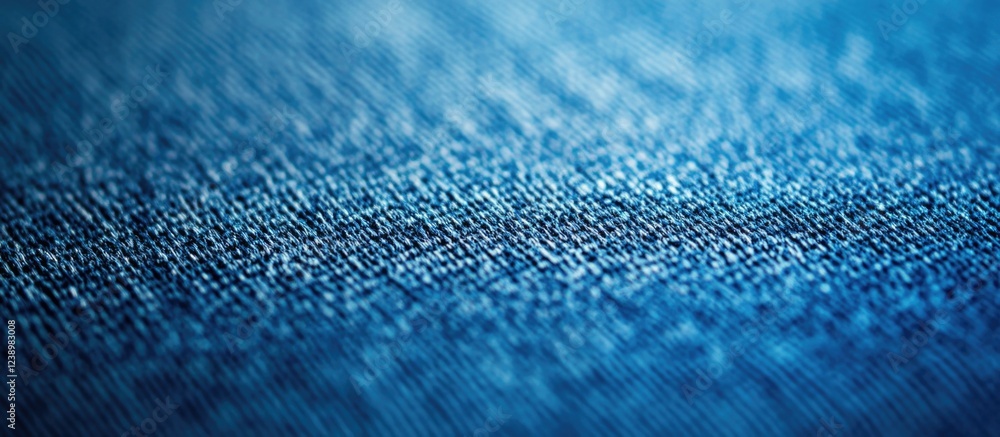 Poster close-up view of textured denim fabric in shades of blue with details of the weave, ideal for backgr