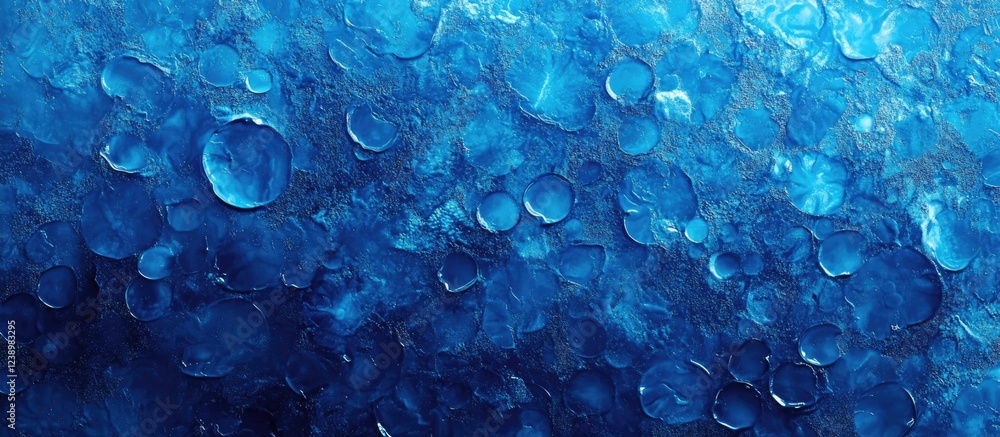 Aufkleber Blue abstract water droplets background with varying shades and sizes, suitable for textured designs and Copy Space for text insertion.