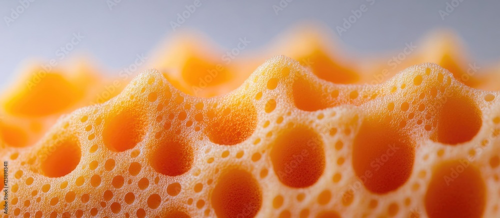 Aufkleber Close-up of an orange sponge texture with porous surface and soft gradients highlighting macro details Copy Space