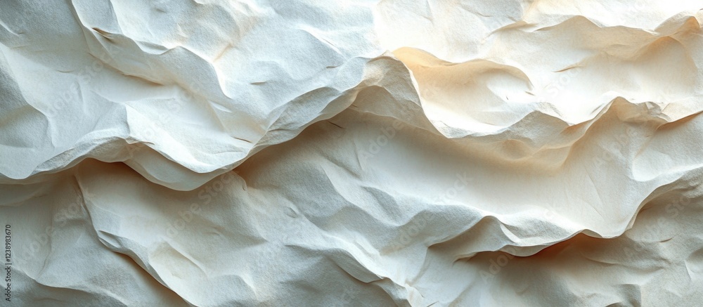Aufkleber Textured crumpled white paper background with wavy patterns and shadows suitable for various design applications and creative projects Copy Space