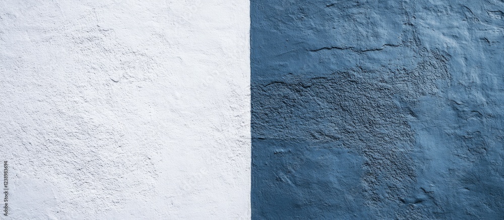Aufkleber Textured split wall background with white and dark blue sections suitable for various design applications Copy Space