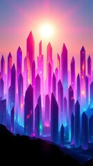 Crystal City at Dawn � Morning Glow Background