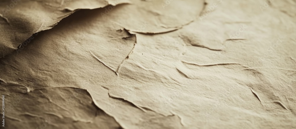 Poster Textured crumpled brown paper background with natural folds and creases suitable for design use Copy Space