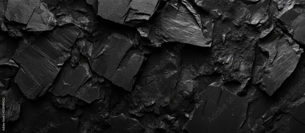 Aufkleber Black slate stone texture background with layered angular shapes suitable for various design applications  Copy Space