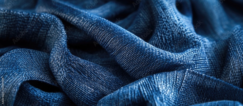 Aufkleber close-up of textured blue fabric with soft waves and folds suitable for backgrounds and textile desi