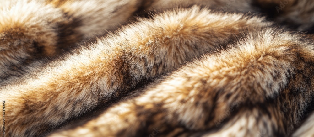 Poster close-up of soft fur textile in natural brown shades showcasing texture with gentle waves and highli