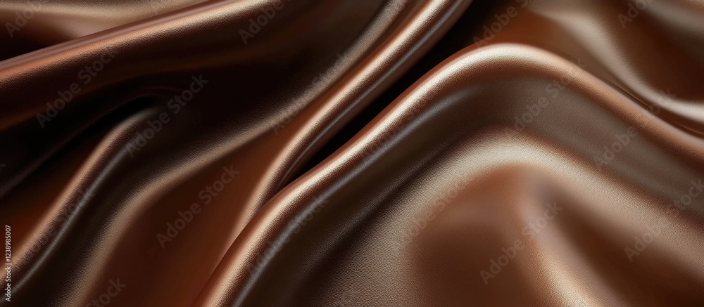 Poster Brown satin fabric texture with smooth folds and creases ideal for textile background and design purposes Copy Space