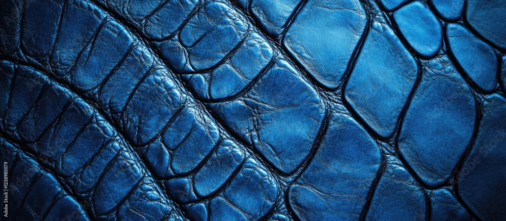 Aufkleber Blue crocodile leather texture background with intricate patterns and details for design applications