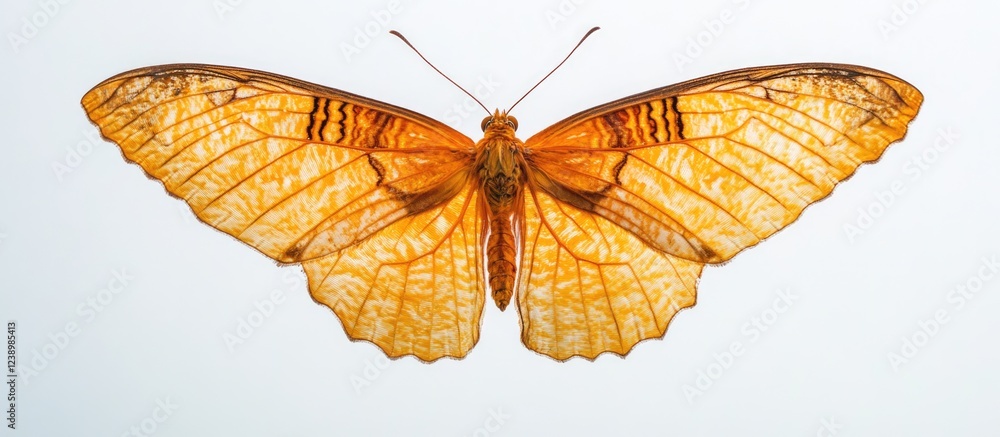Aufkleber Orange butterfly with vibrant wings displayed against a light background showing intricate patterns and textures Copy Space