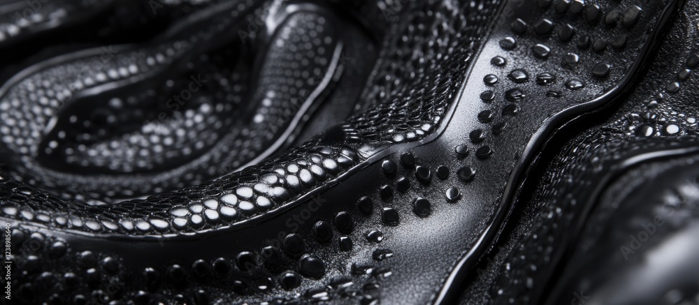 Aufkleber Close-up texture of black reptile skin with intricate patterns and glossy finish suitable for background design Copy Space