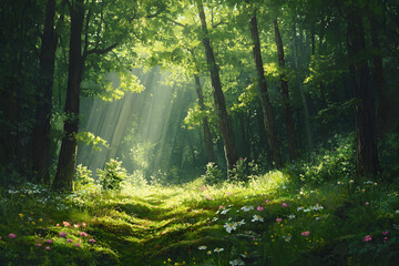 sun shining through the trees
