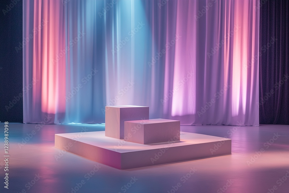 Poster softly illuminated stage features abstract light projections creating a vibrant atmosphere. this mod