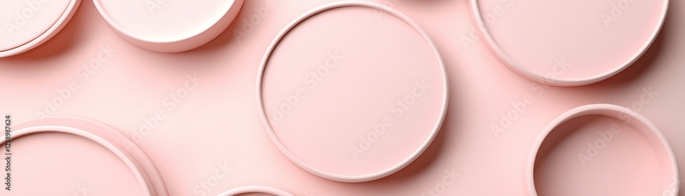 Poster this modern abstract background showcases overlapping pink geometric shapes, including circles and t