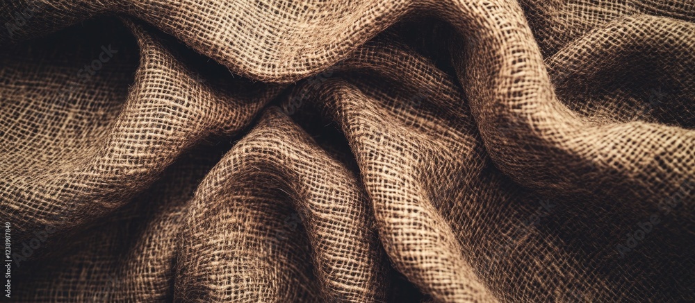Poster natural burlap fabric texture with soft folds and wrinkles suitable for background or textile design