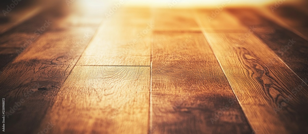 Poster wooden floor texture with warm tones and natural grain patterns, perspective view, ideal for backgro