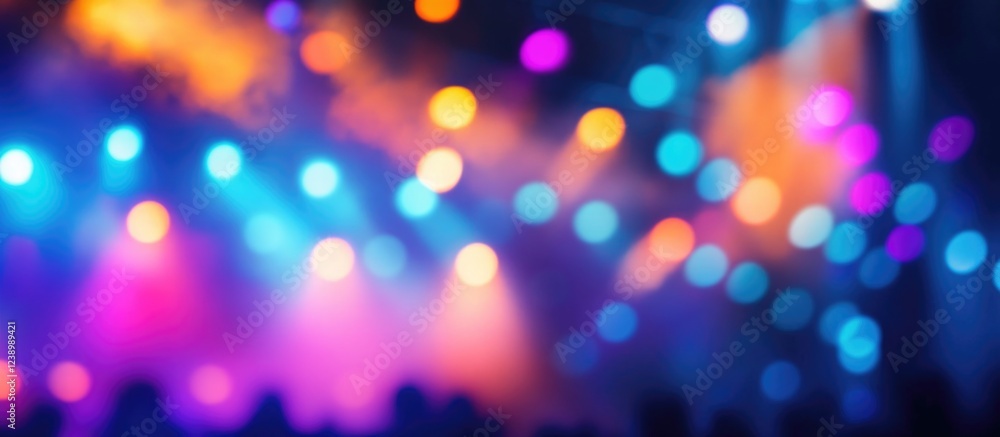 Poster abstract blurred background of colorful stage lights in concert with vibrant bokeh effects and textu