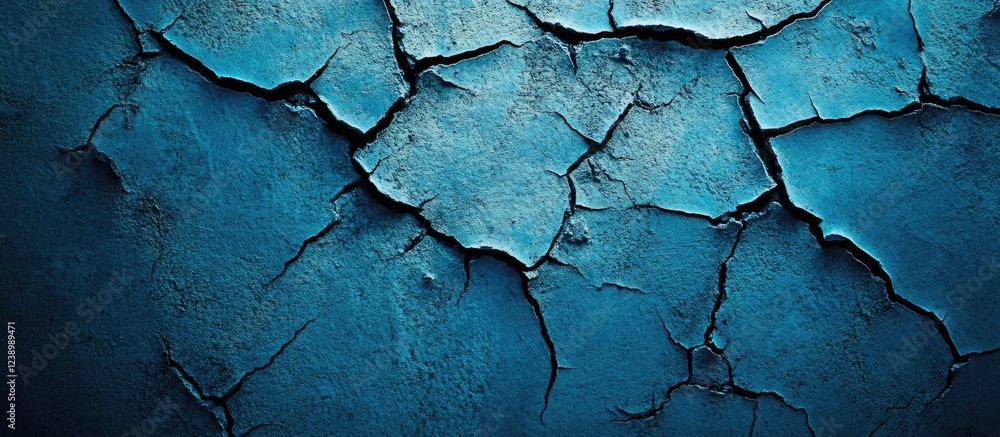 Poster cracked blue wall texture background with abstract patterns suitable for design projects and present