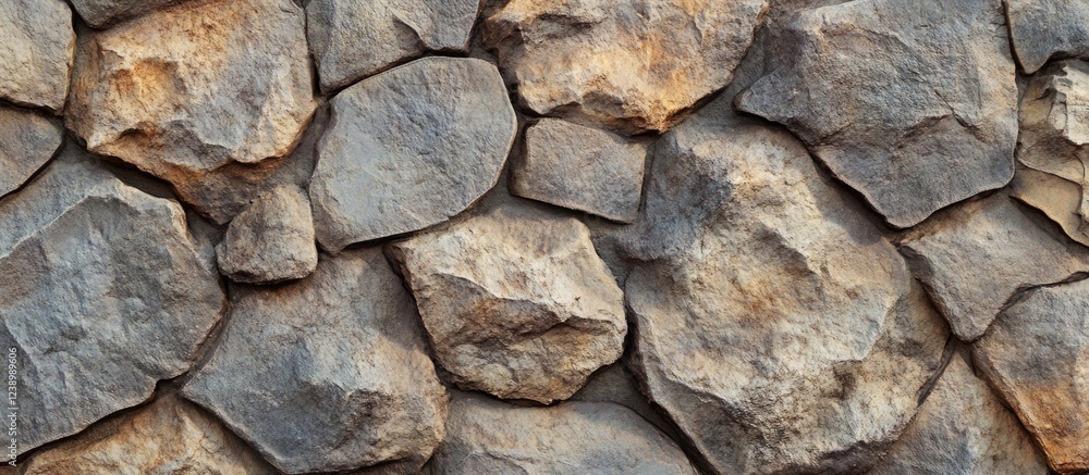 Aufkleber textured background of irregular natural stone wall with various sizes of rocks and earthy color ton