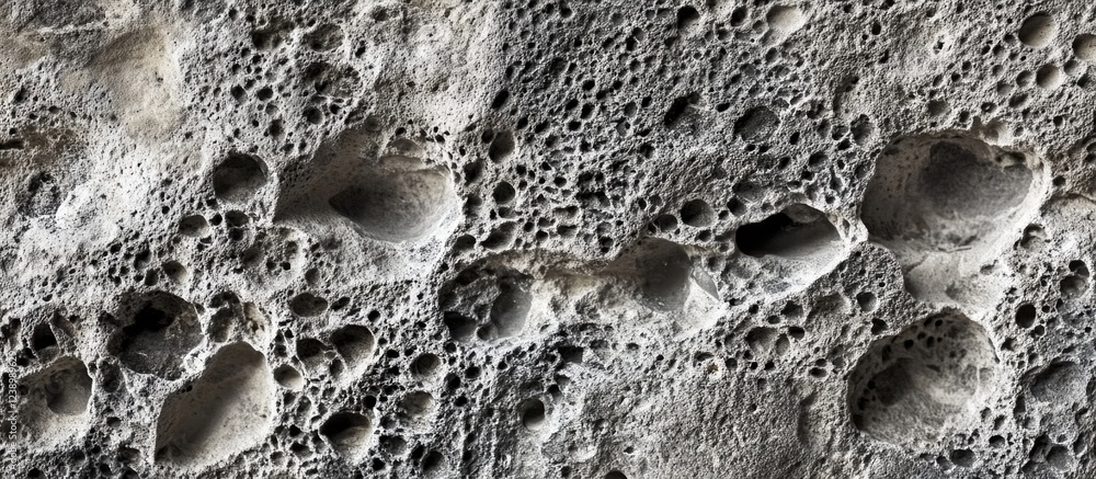 Poster texture of porous rock surface with irregular holes and crevices suitable for background or design u