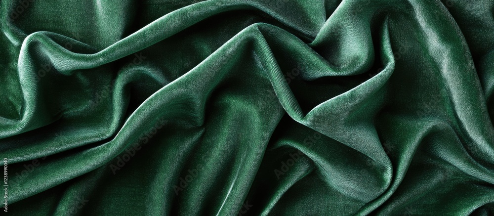 Poster green silky fabric texture with intricate folds and creases suitable for background use and with cop