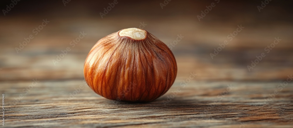 Poster hazelnut on a rustic wooden surface with natural lighting and copy space for text placement