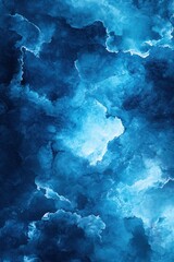 Obraz premium Abstract blue cloudscape with textured brushstrokes and light center for artistic backgrounds