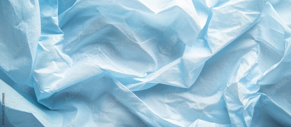 Poster textured blue crumpled paper background with soft lighting suitable for abstract designs and present