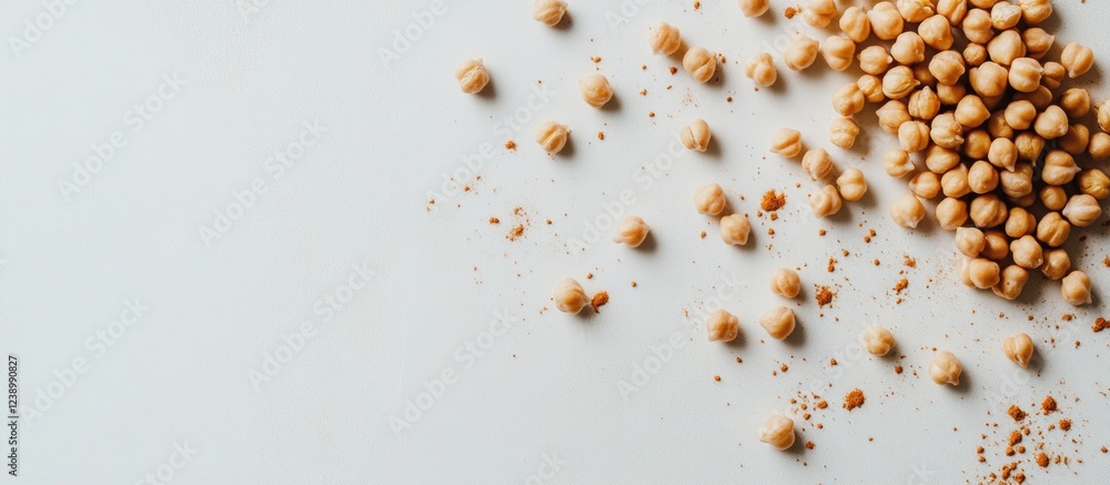 Aufkleber chickpeas scattered on a light background with copy space for text placement
