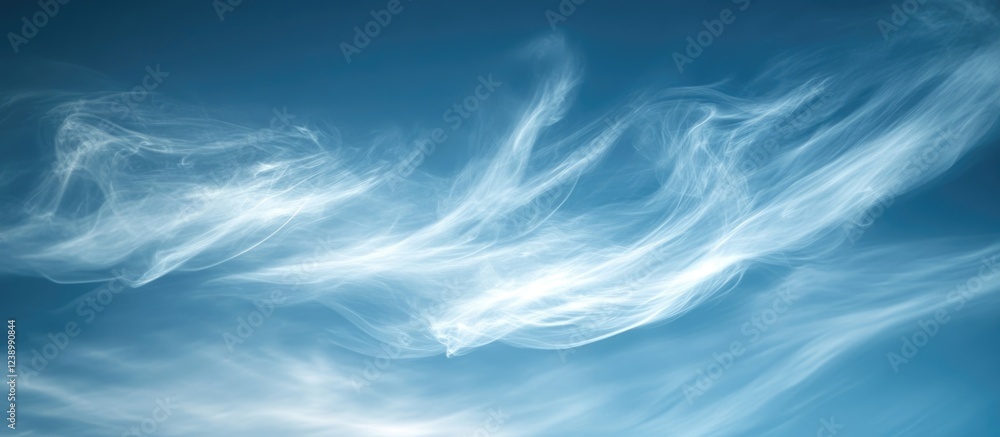 Poster abstract sky background with wispy clouds in blue tones and space for text or graphic design element