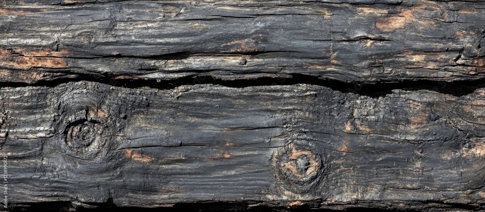 Poster black charred wood texture background with detailed grain patterns and uneven surface for design app