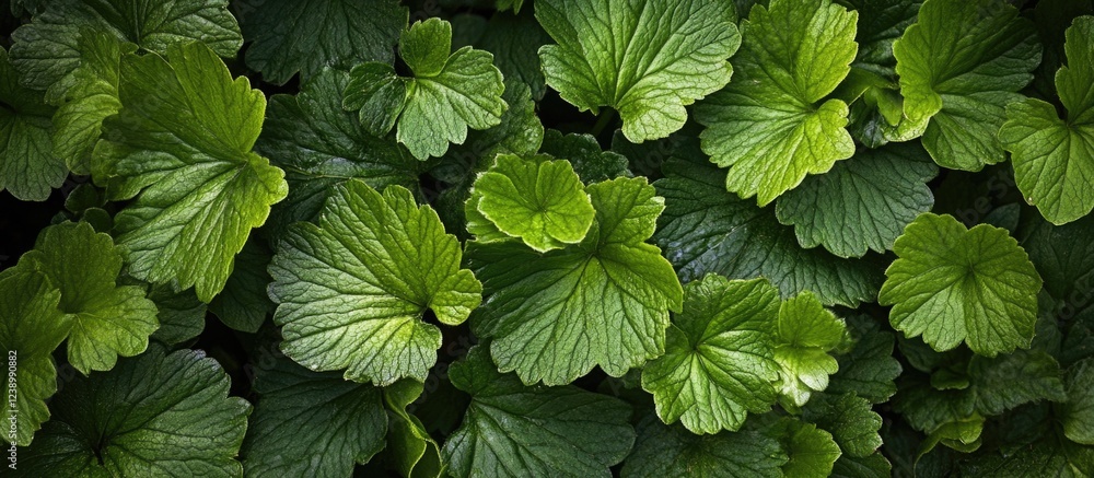 Poster green leaves background with detailed texture and patterns natural lighting ideal for nature themes 
