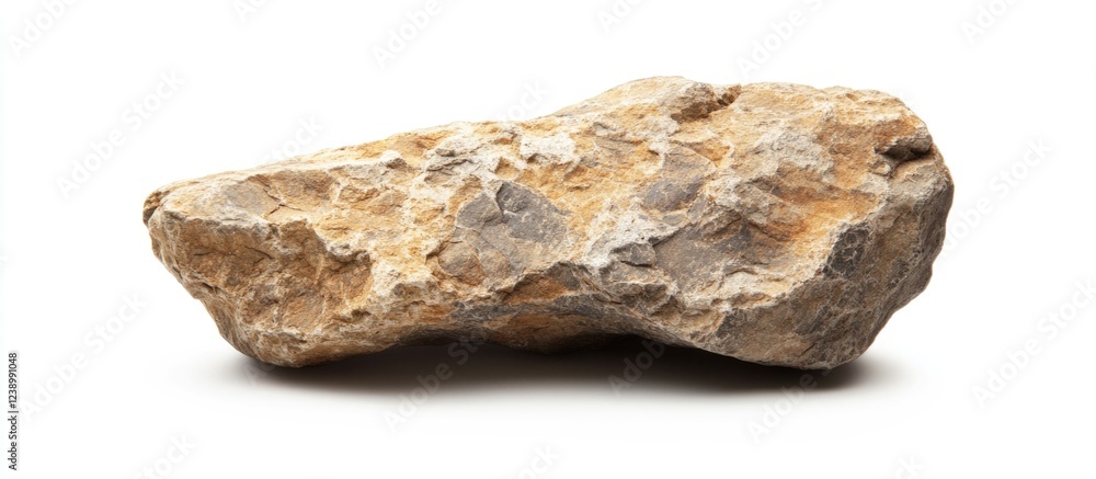 Poster natural textured stone on white background with copy space for text placement