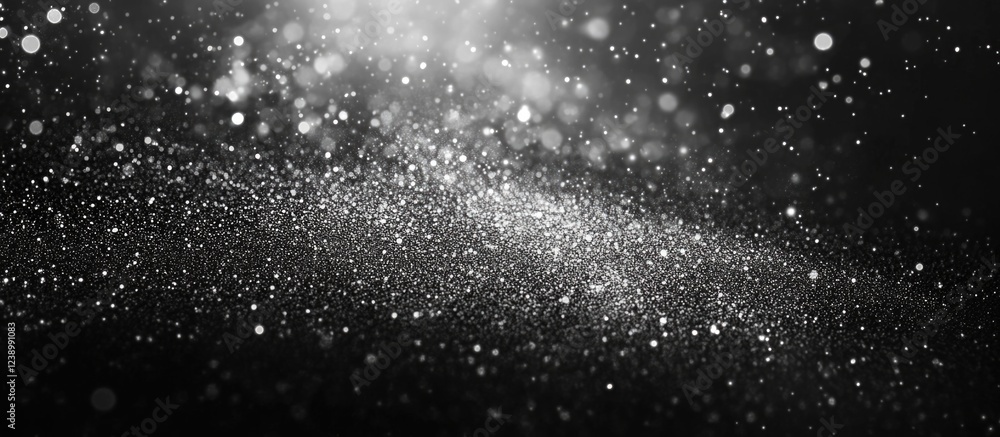 Aufkleber black and white abstract background with sparkling dust particles and copy space