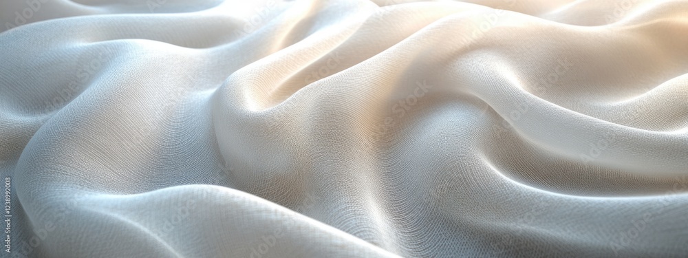 Poster textured light beige fabric with soft folds and waves, creating an elegant background or surface, su